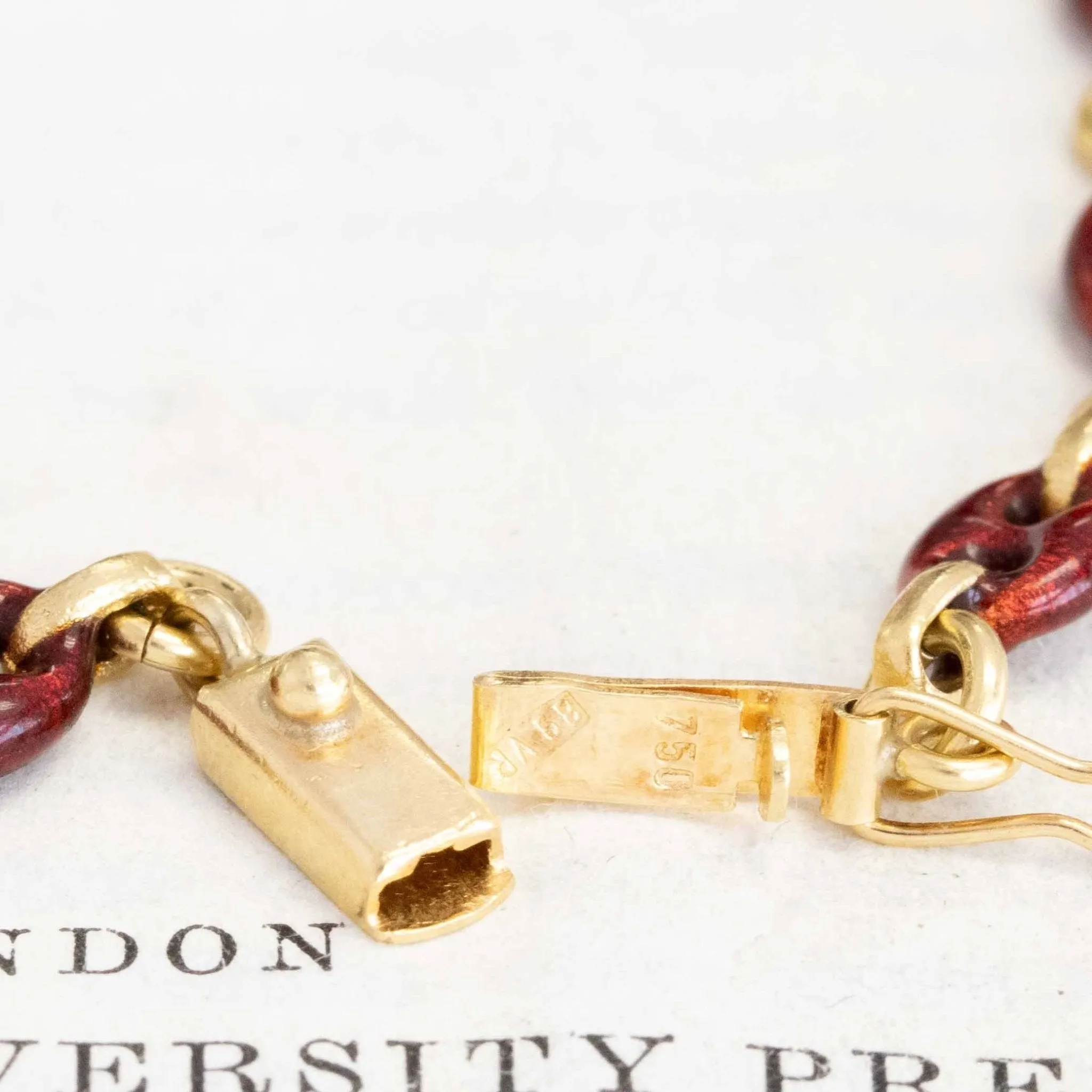 Vintage Red Enamel Mariner Link Long Chain