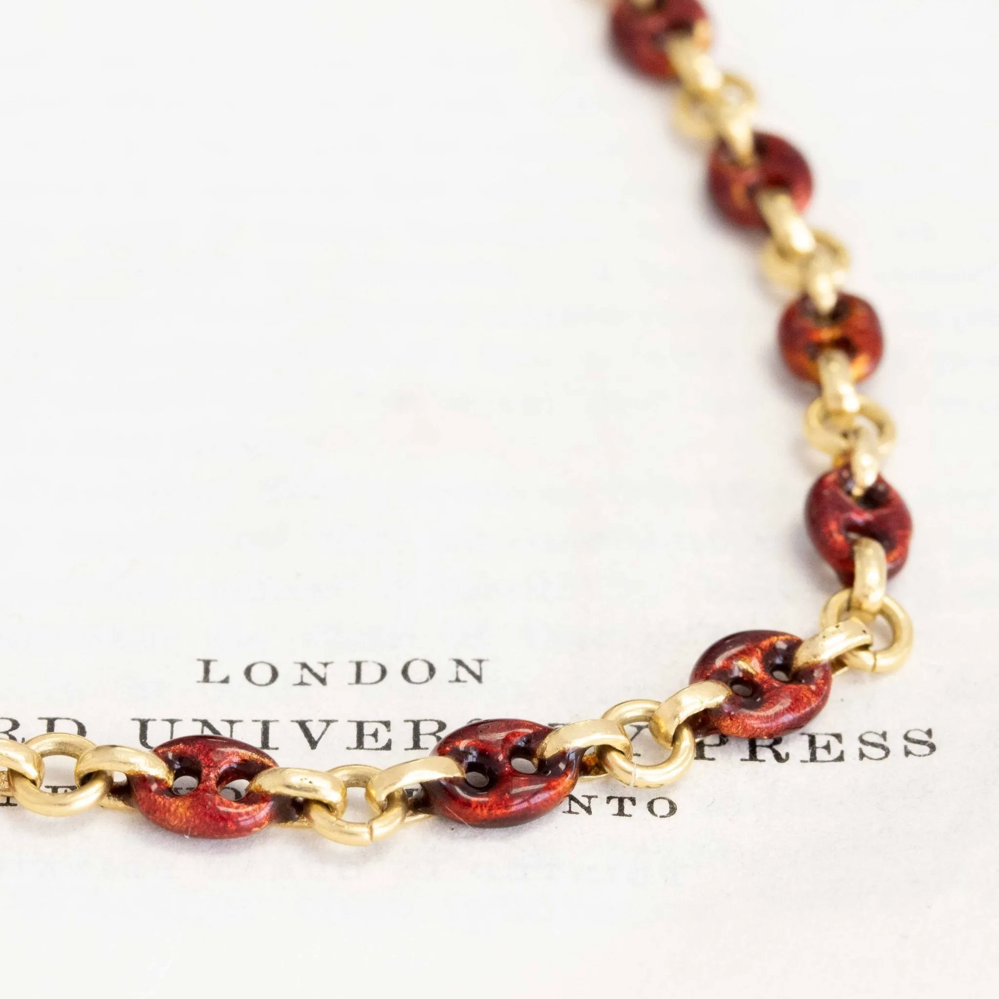 Vintage Red Enamel Mariner Link Long Chain