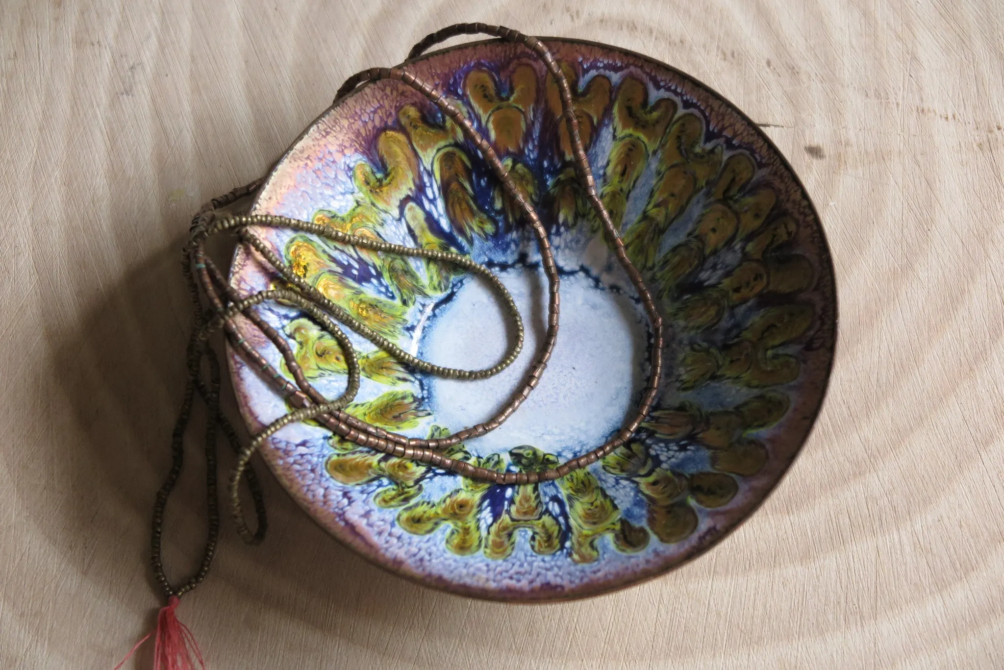 vintage sixties enamel artisan bowl