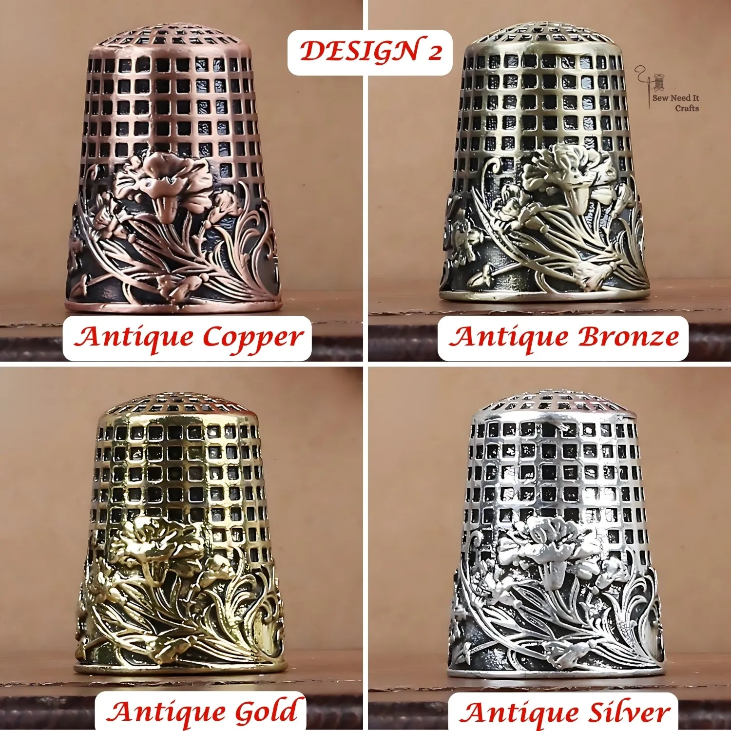 Vintage Style Metal Sewing Thimbles