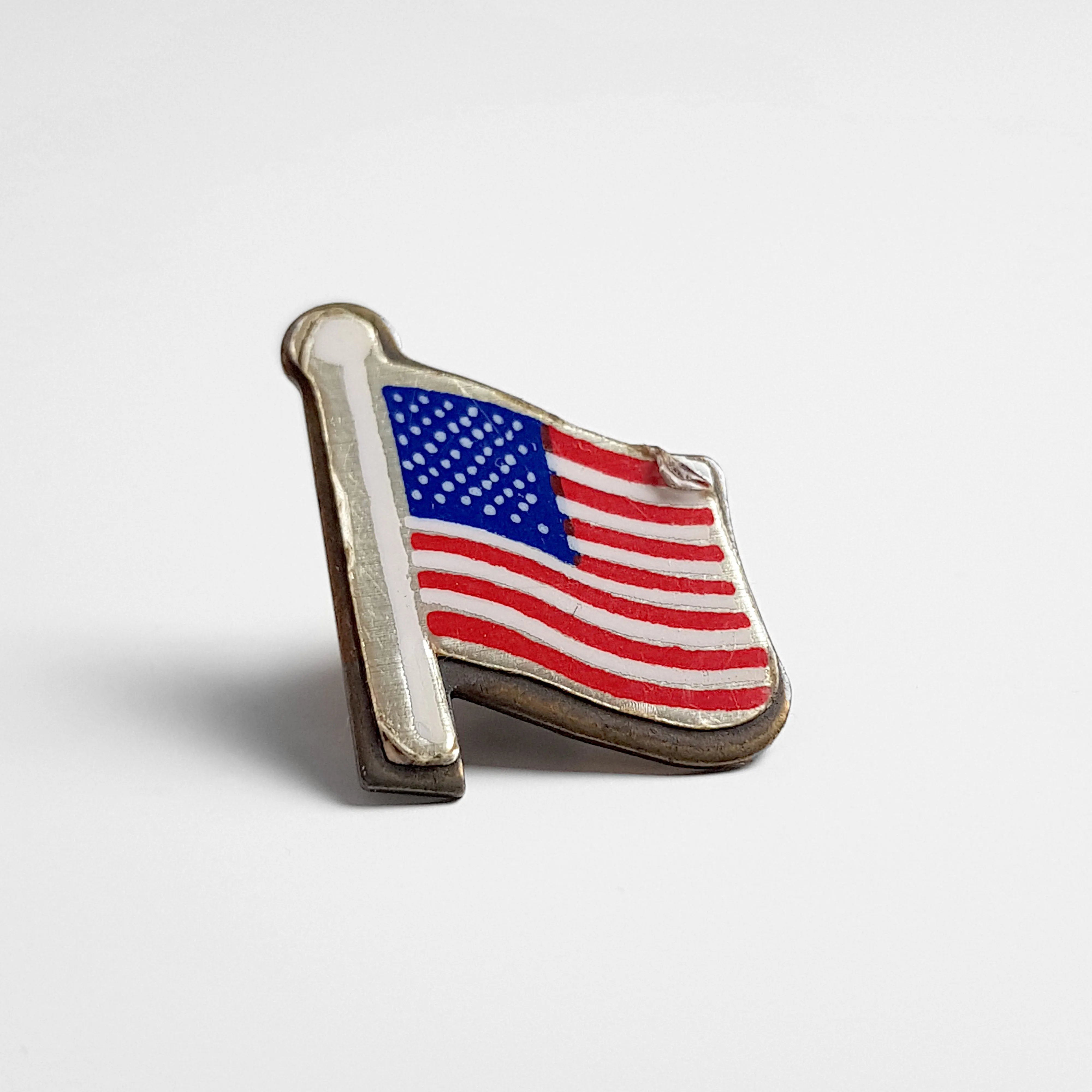 Vintage USA Flag Enamel Pin Badge - Red/Blue