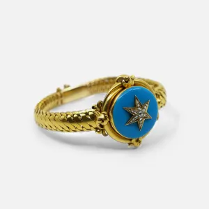 Vintage Victorian Blue Enamel Locket Bracelet