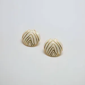Vintage White and Gold Zebra Print Earrings
