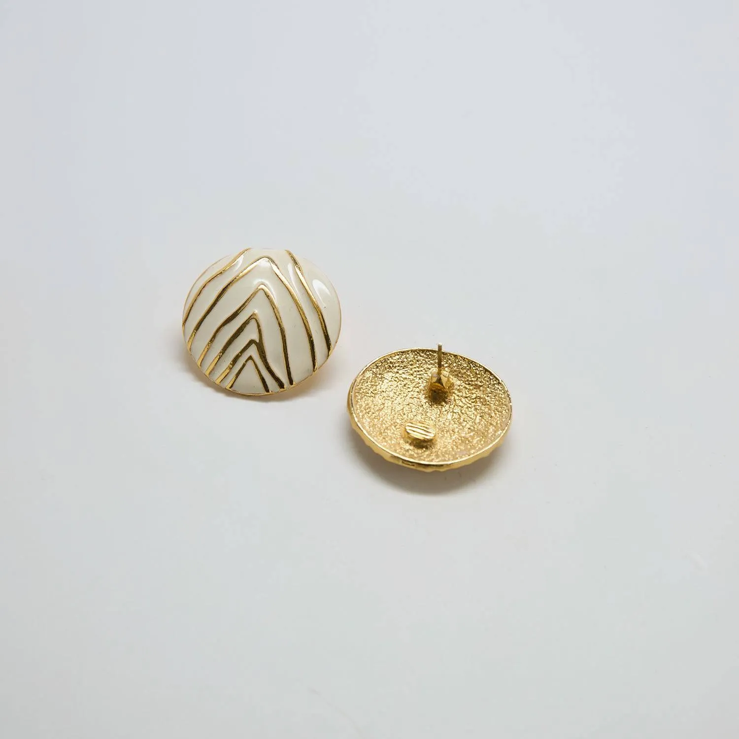 Vintage White and Gold Zebra Print Earrings