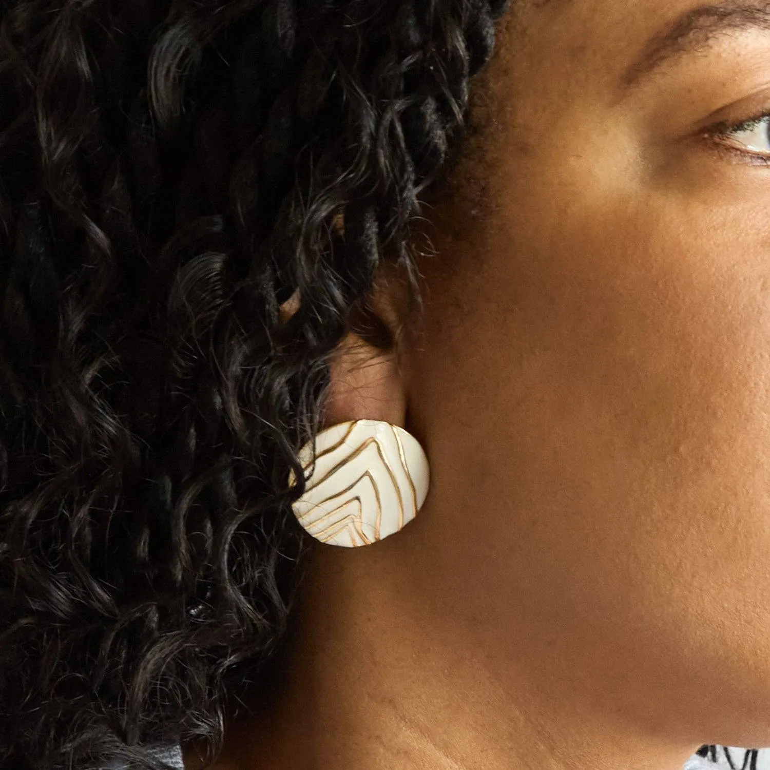 Vintage White and Gold Zebra Print Earrings