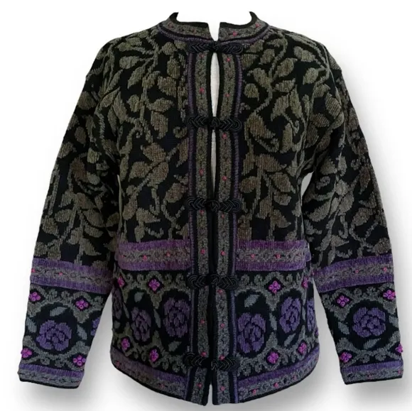 Vintage Wool Blend Skyr Floral Cardigan