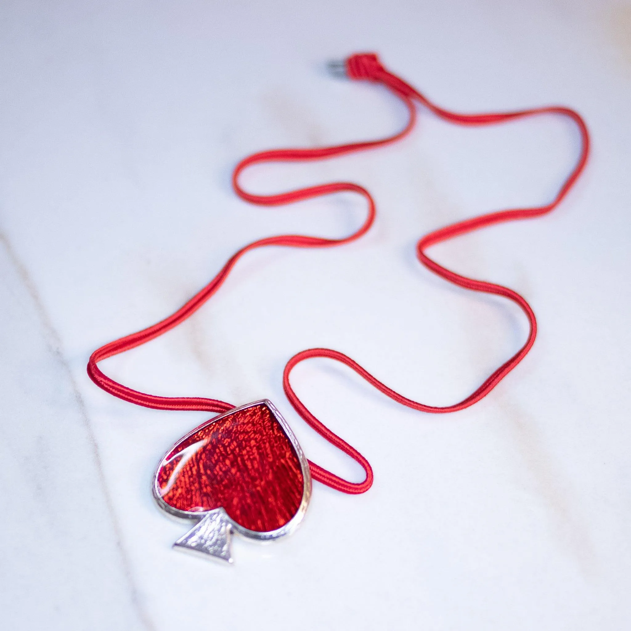 Vintage Yves Saint Laurent Red Spade Pendant Brooch