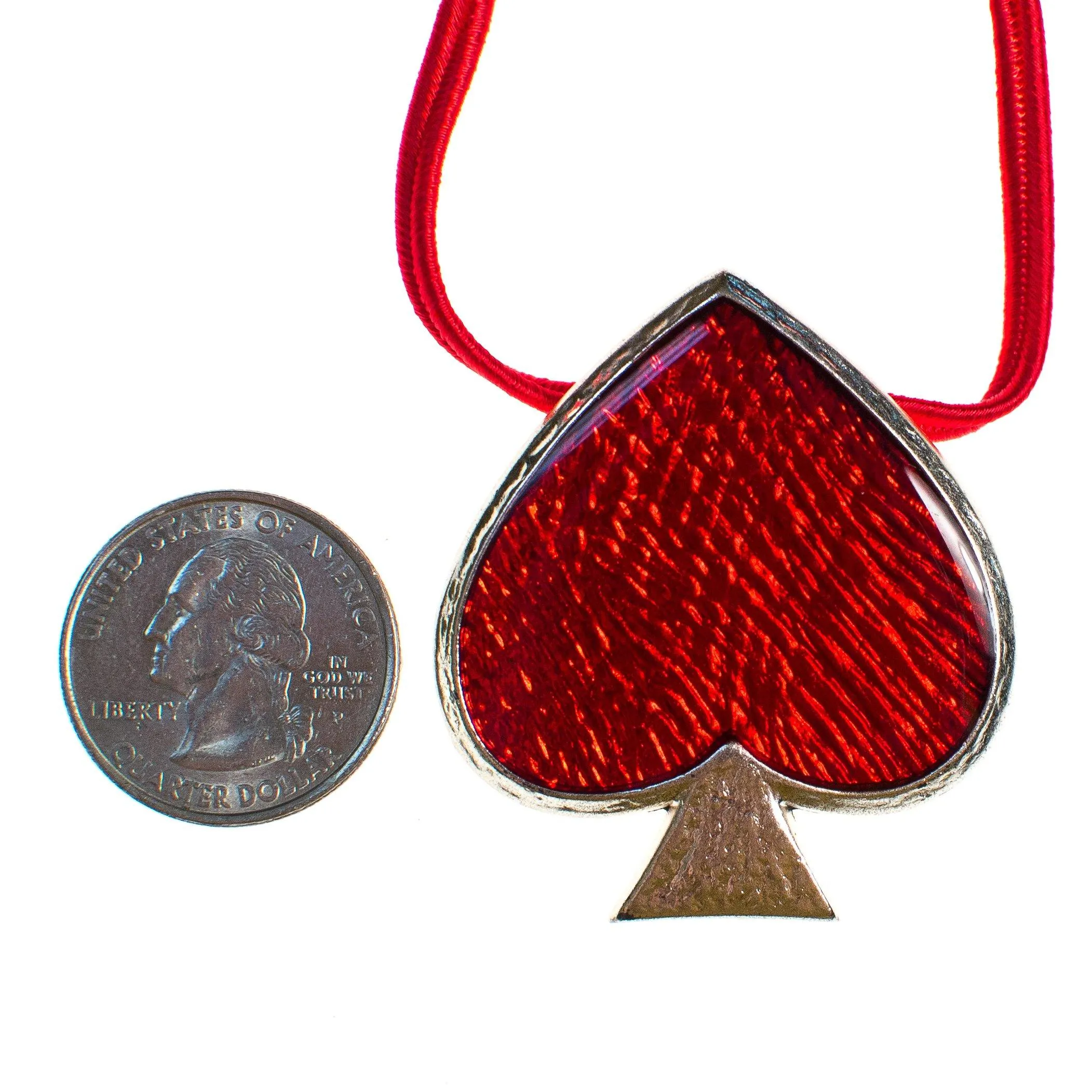 Vintage Yves Saint Laurent Red Spade Pendant Brooch