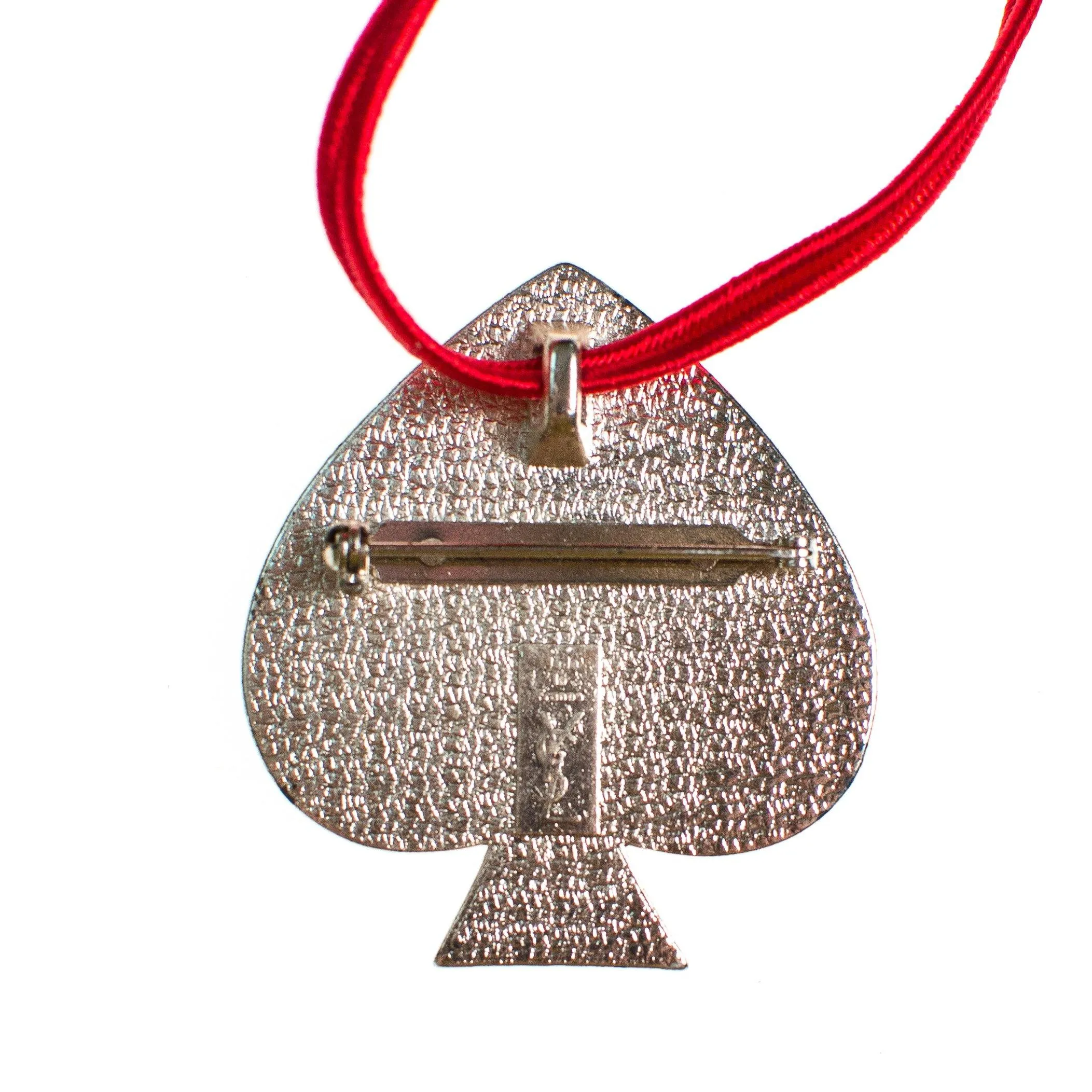 Vintage Yves Saint Laurent Red Spade Pendant Brooch