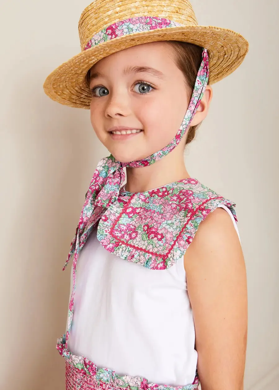 Viola Floral Bib Collar Top in Pink (2-10yrs)