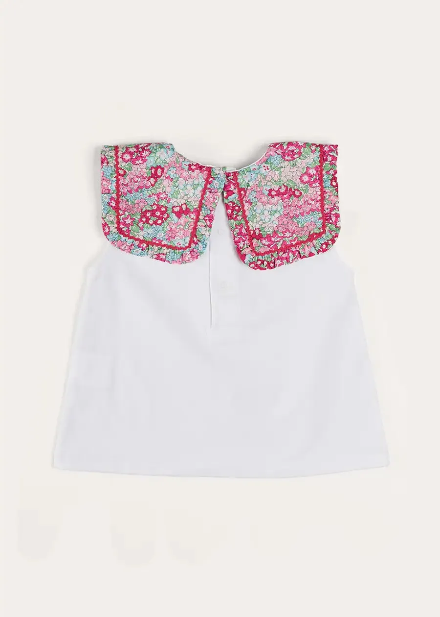Viola Floral Bib Collar Top in Pink (2-10yrs)