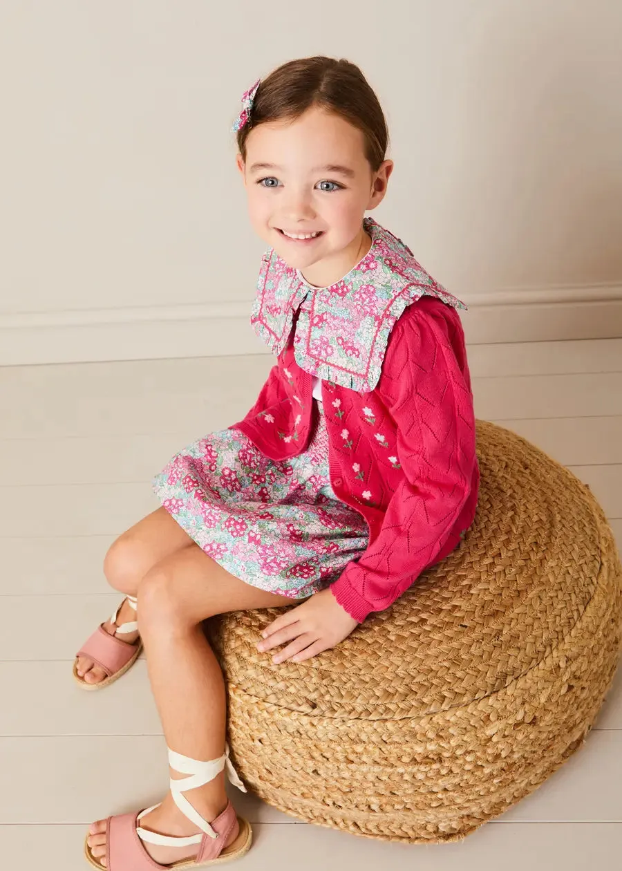 Viola Floral Bib Collar Top in Pink (2-10yrs)