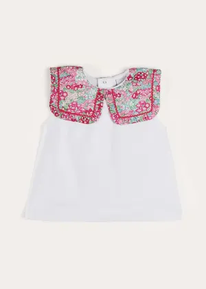 Viola Floral Bib Collar Top in Pink (2-10yrs)