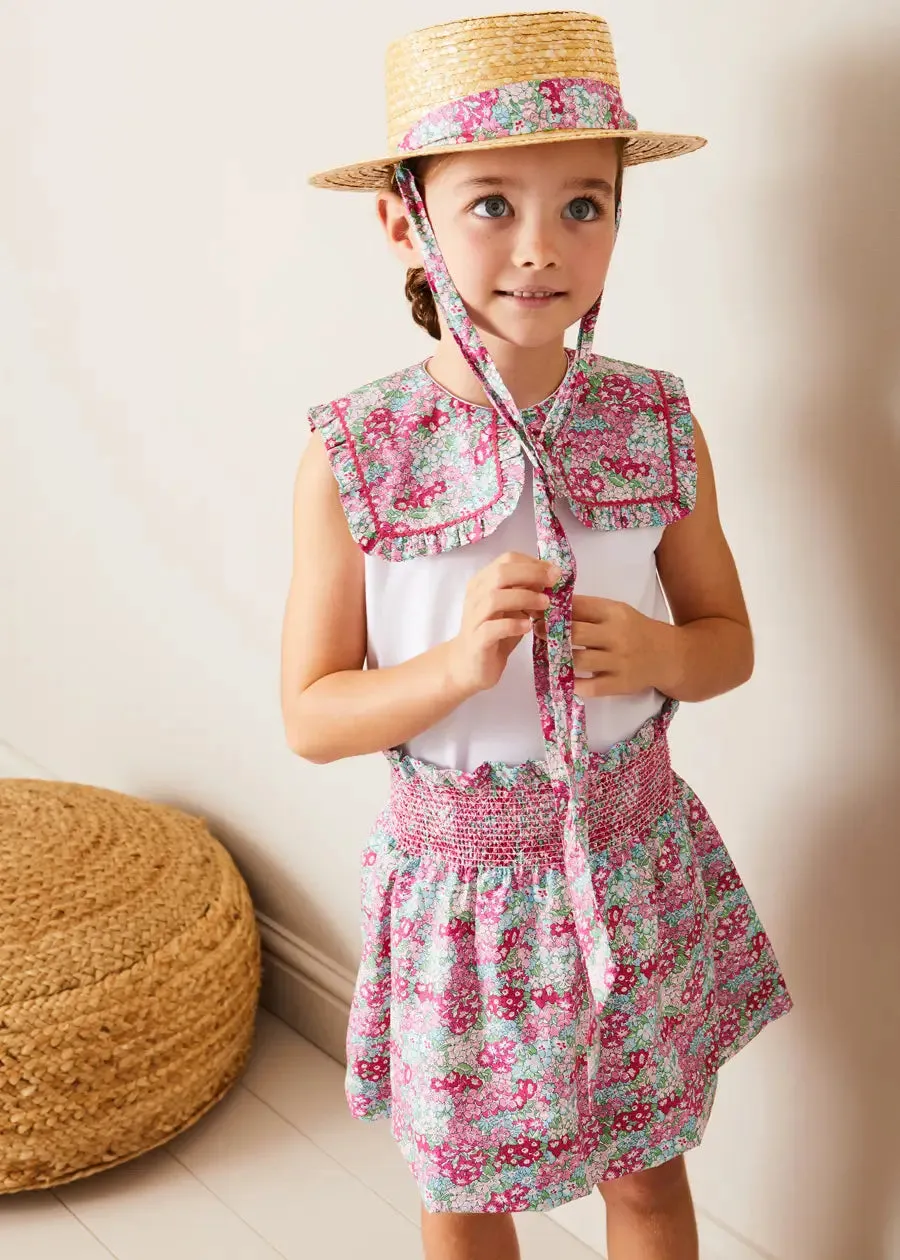 Viola Floral Bib Collar Top in Pink (2-10yrs)