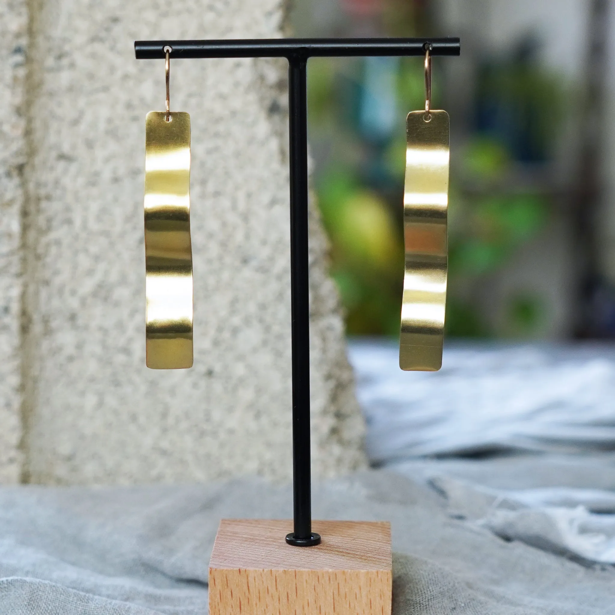 Wavy Brass Abstract Earrings