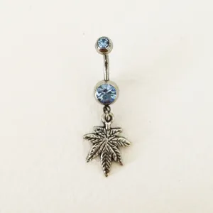 Weed Belly Ring Simple - Silver & Periwinkle