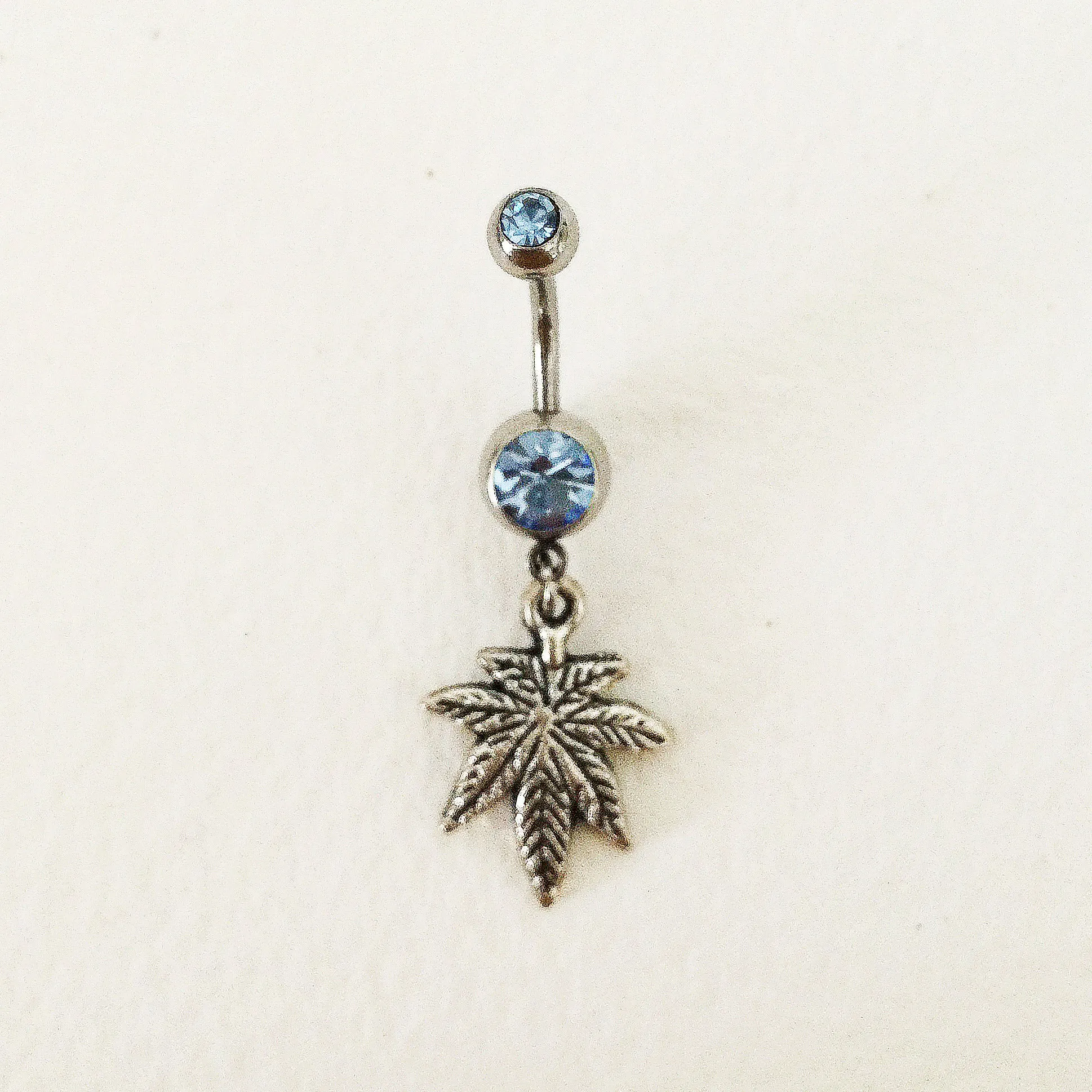Weed Belly Ring Simple - Silver & Periwinkle
