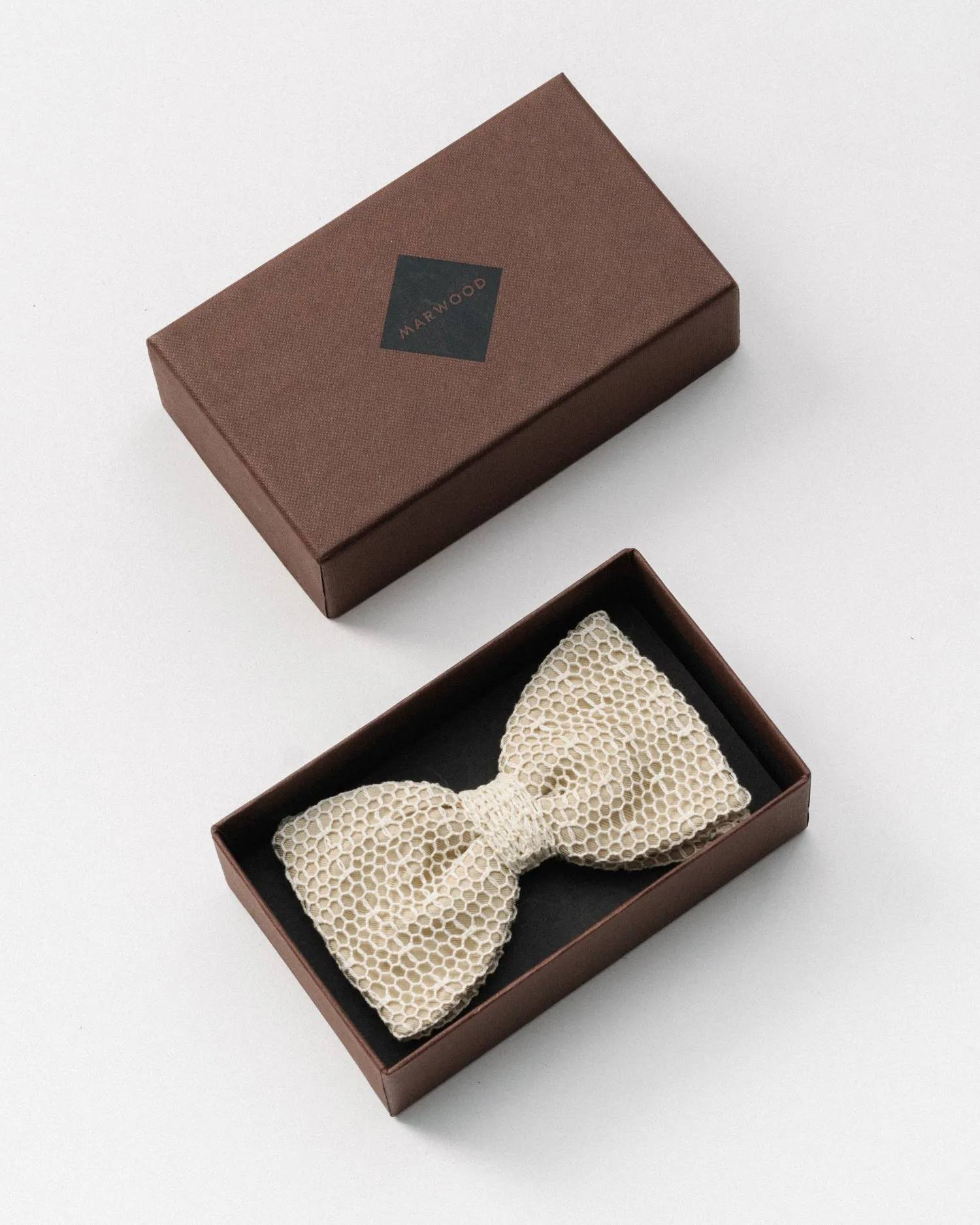 White Mesh Lace Bow Tie