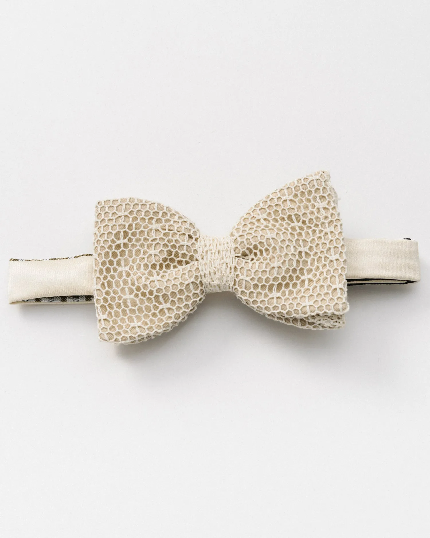 White Mesh Lace Bow Tie