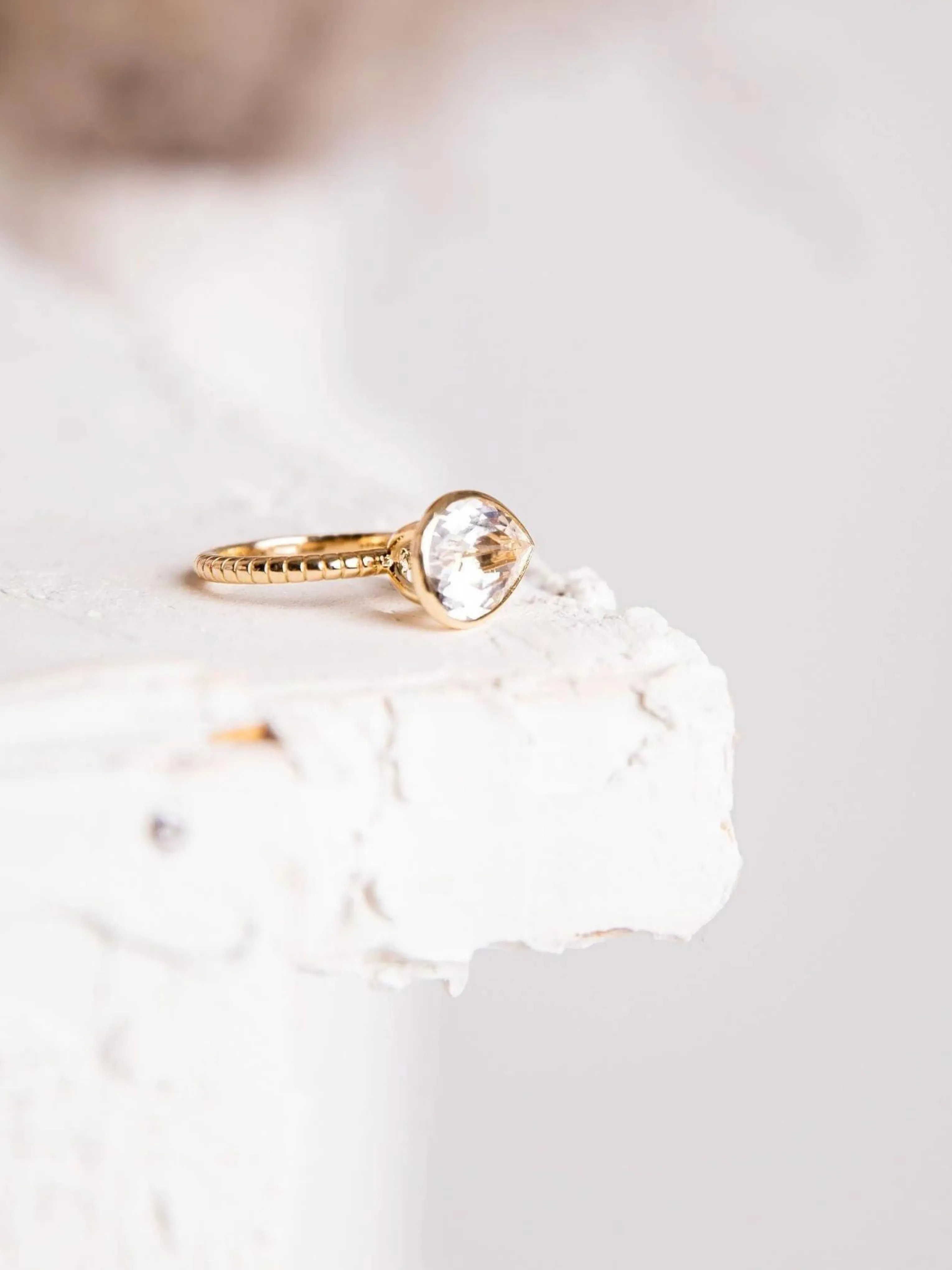 White Topaz Pear Cut Jollie Ring