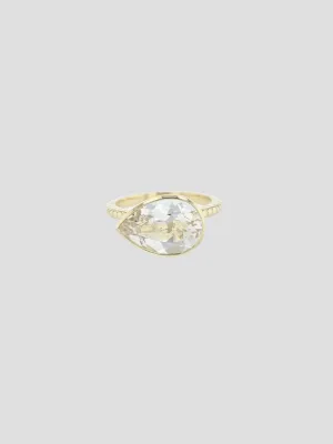 White Topaz Pear Cut Jollie Ring