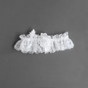 White - Venice Lace Leg Garter - One Size