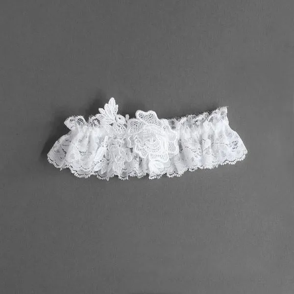 White - Venice Lace Leg Garter - One Size