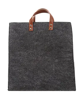 Woven Felt Laundry Basket with Leather Handles